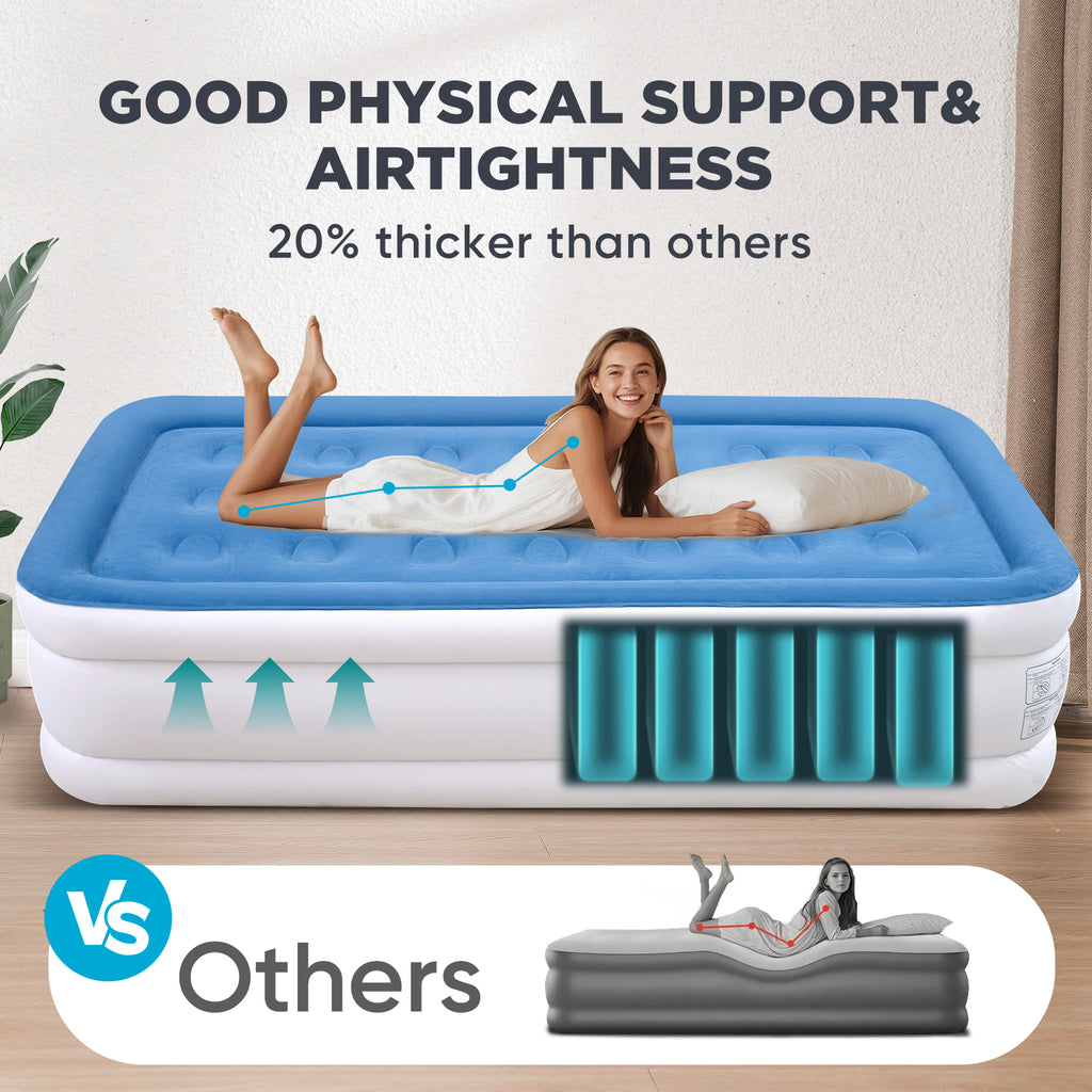 EGGORY Air Mattress, Twin Size Inflatable Air Bed with Built-in Pump,Puncture-Resistant,Portable,for Camping & Trip & Home
