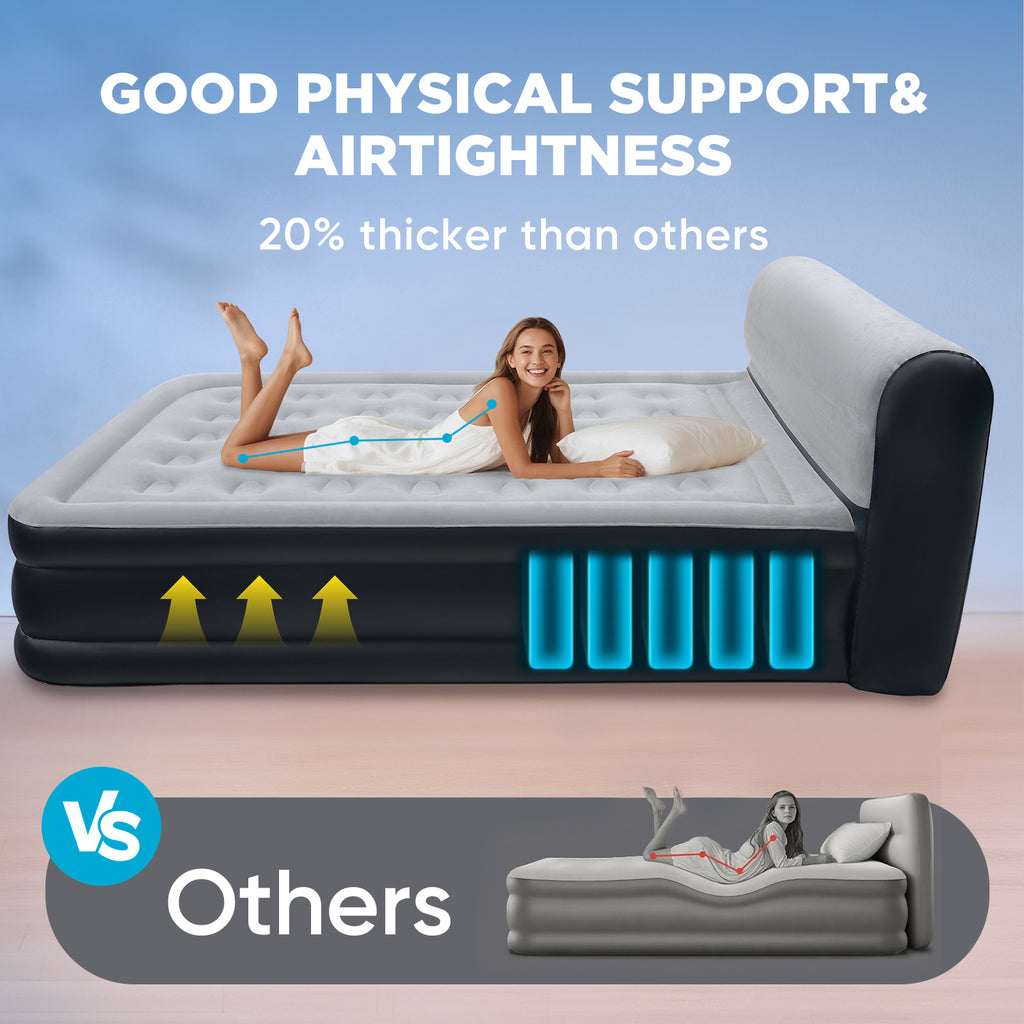 EGGORY King Size Air Mattress with Built-in Pump Inflatable Air Beds, Puncture-Resistant for Camping &amp; Trip &amp; Home