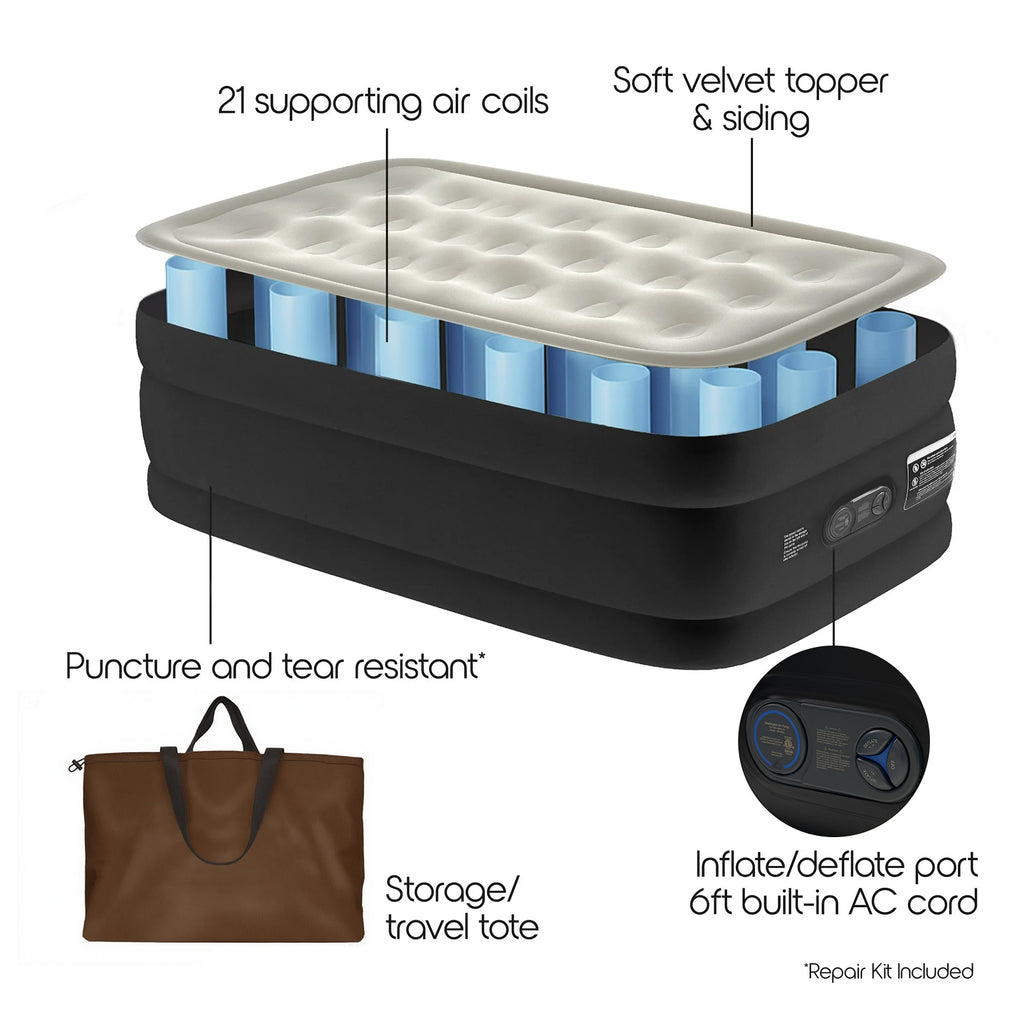 EGGORY Air Mattress, Twin Size Inflatable Air Bed with Built-in Pump,Puncture-Resistant,Portable,for Camping & Trip & Home