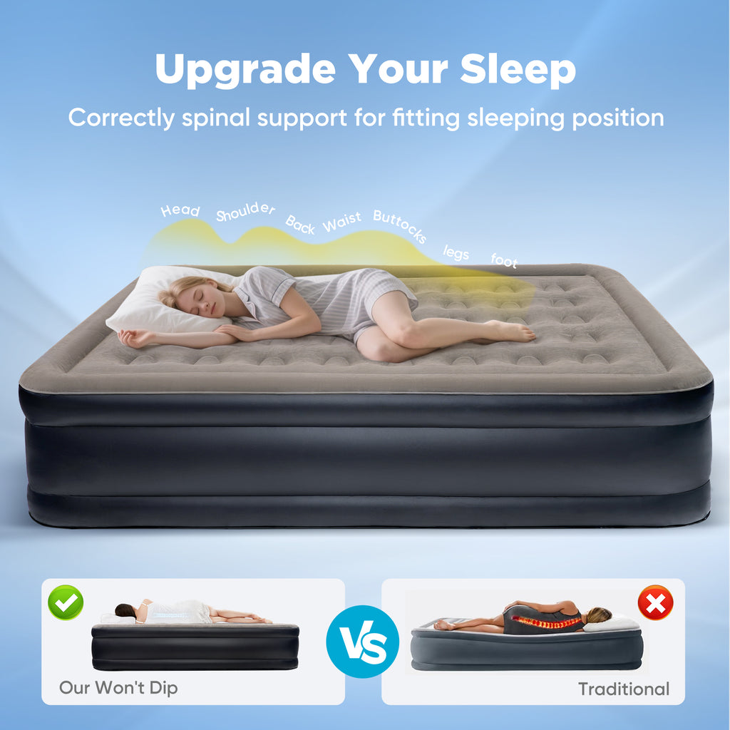 EGGORY Air Mattress,Queen Size Inflatable Air Bed with Built-in Pump,Puncture-Resistant,Portable,for Camping & Trip & Home