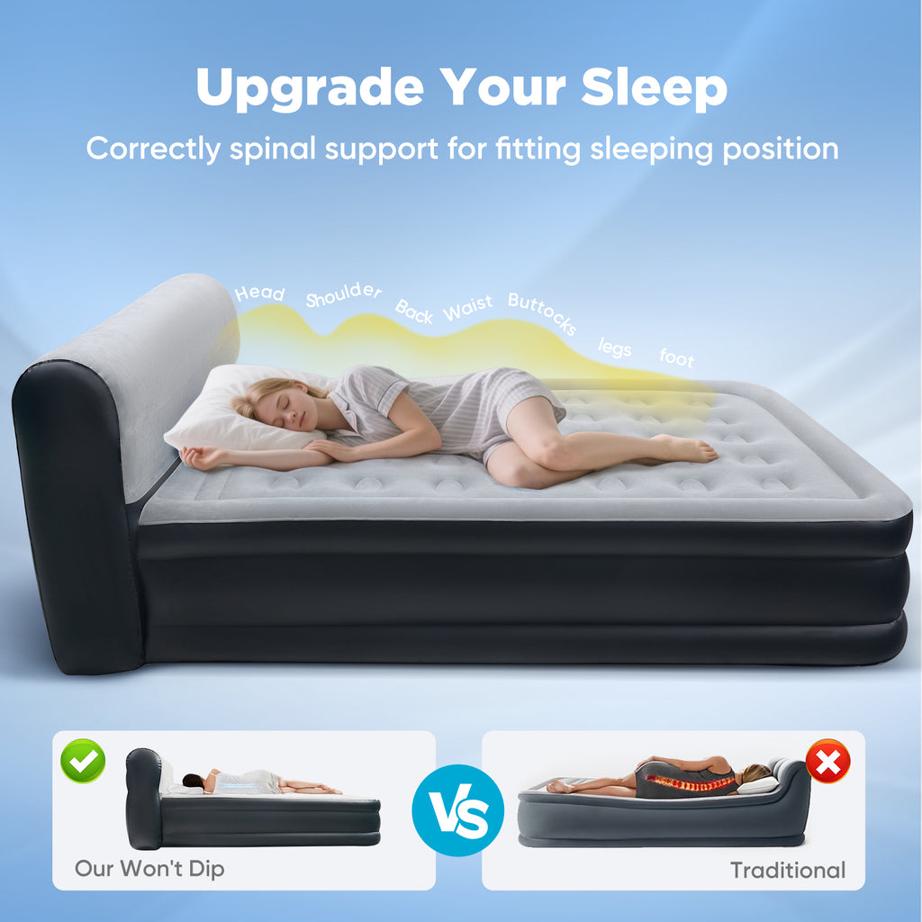 EGGORY King Size Air Mattress with Built-in Pump Inflatable Air Beds, Puncture-Resistant for Camping &amp; Trip &amp; Home