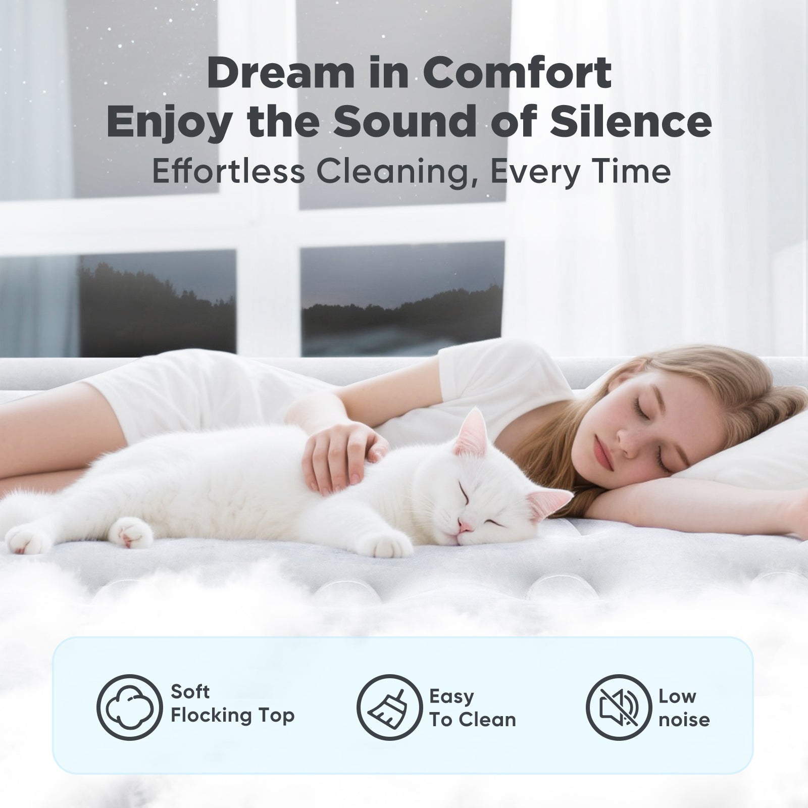 EGGORY King Size Air Mattress with Built-in Pump Inflatable Air Beds, Puncture-Resistant for Camping &amp; Trip &amp; Home