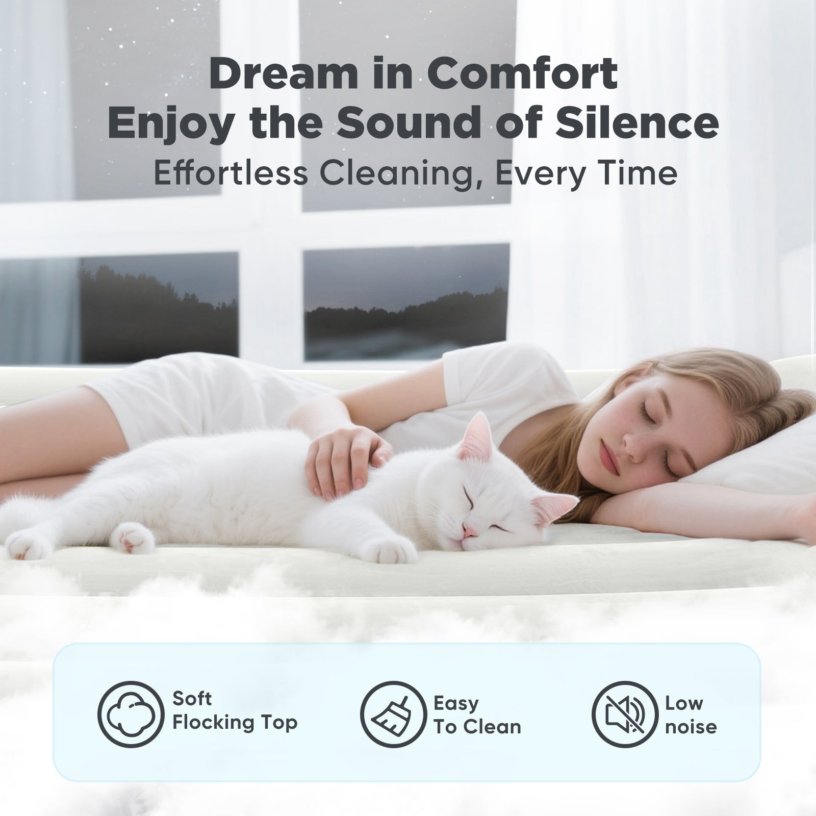 EGGORY Queen Size Air Mattress with Built-in Pump Inflatable Air Beds, Puncture-Resistant for Camping & Trip & Home