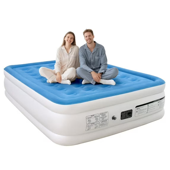 EGGORY Air Mattress,Queen Size Inflatable Air Bed with Built-in Pump,Puncture-Resistant,Portable,for Camping & Trip & Home