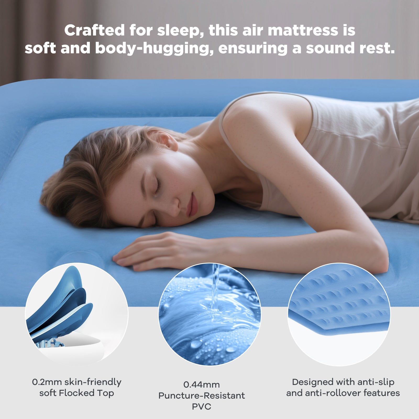 EGGORY Air Mattress, Twin Size Inflatable Air Bed with Built-in Pump,Puncture-Resistant,Portable,for Camping & Trip & Home