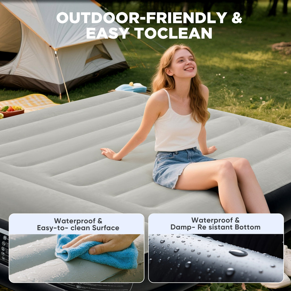 EGGORY Queen Size Air Mattress with Built-in Pump Inflatable Air Beds, Puncture-Resistant for Camping & Trip & Home