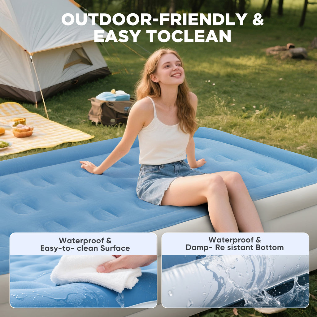 EGGORY Air Mattress, Twin Size Inflatable Air Bed with Built-in Pump,Puncture-Resistant,Portable,for Camping & Trip & Home