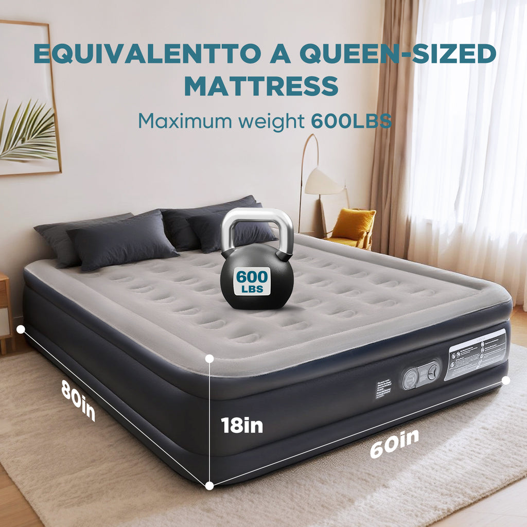 EGGORY Air Mattress,Queen Size Inflatable Air Bed with Built-in Pump,Puncture-Resistant,Portable,for Camping & Trip & Home