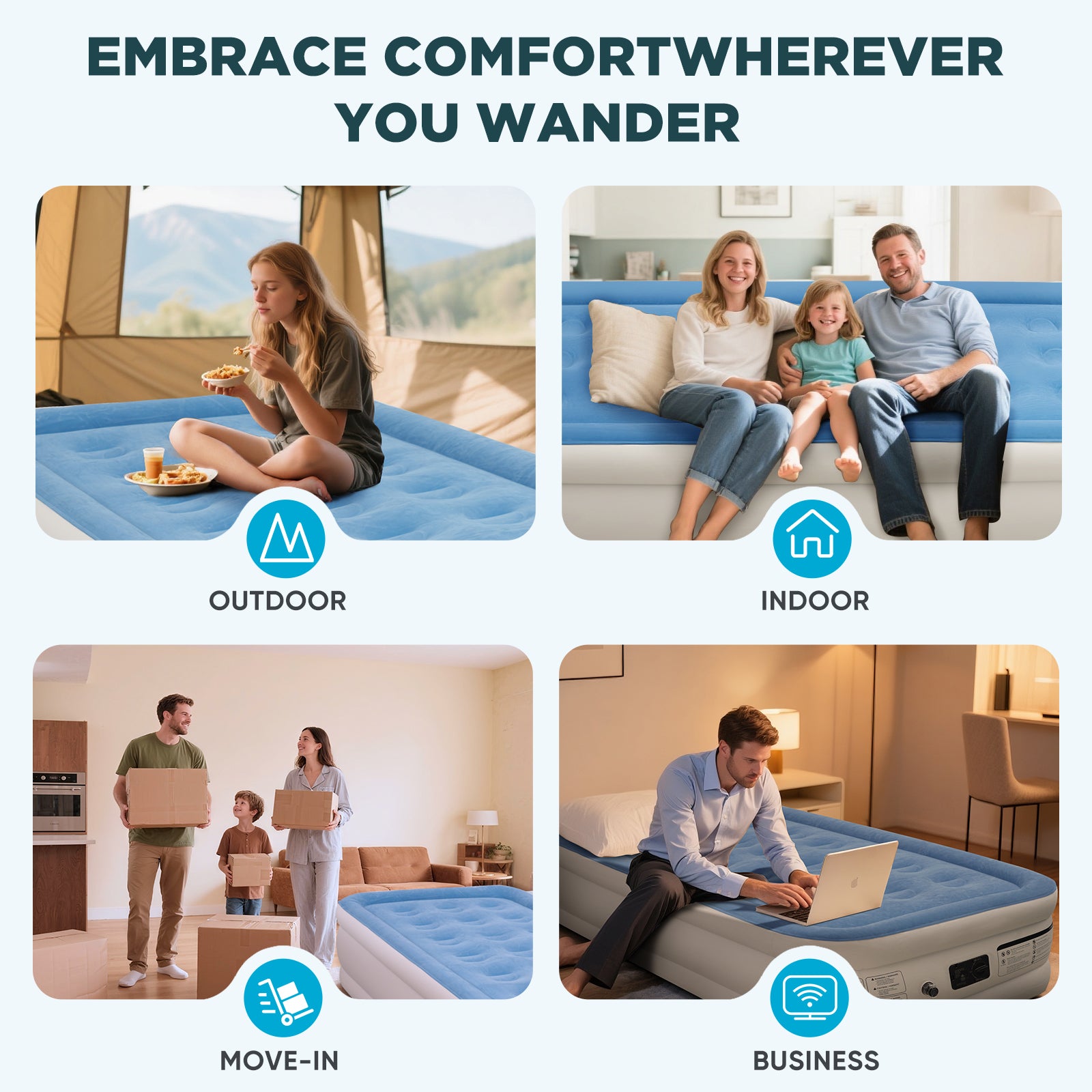 EGGORY Air Mattress, Twin Size Inflatable Air Bed with Built-in Pump,Puncture-Resistant,Portable,for Camping & Trip & Home