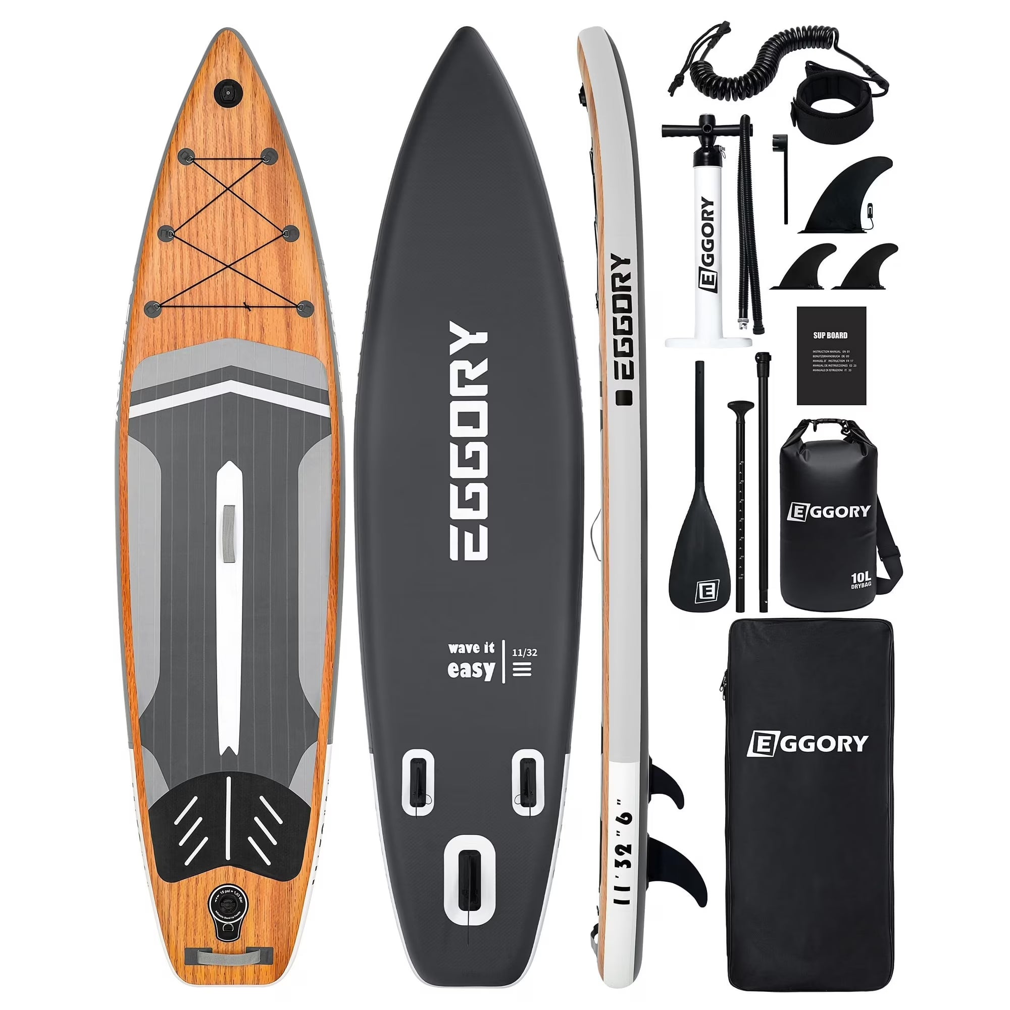 EGGORY Inflatable Stand Up Paddle Boards 11'x32"x6"with Premium SUP Paddle Board Accessories, Wide Stable Design, Anti-Slip Comfort Deck for Water sports for Youth & Adults